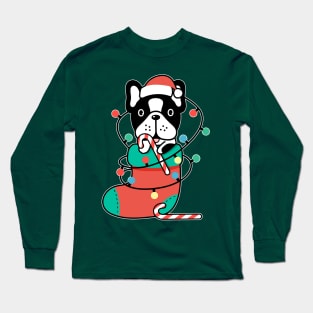 Christmas Frenchie Dog Long Sleeve T-Shirt